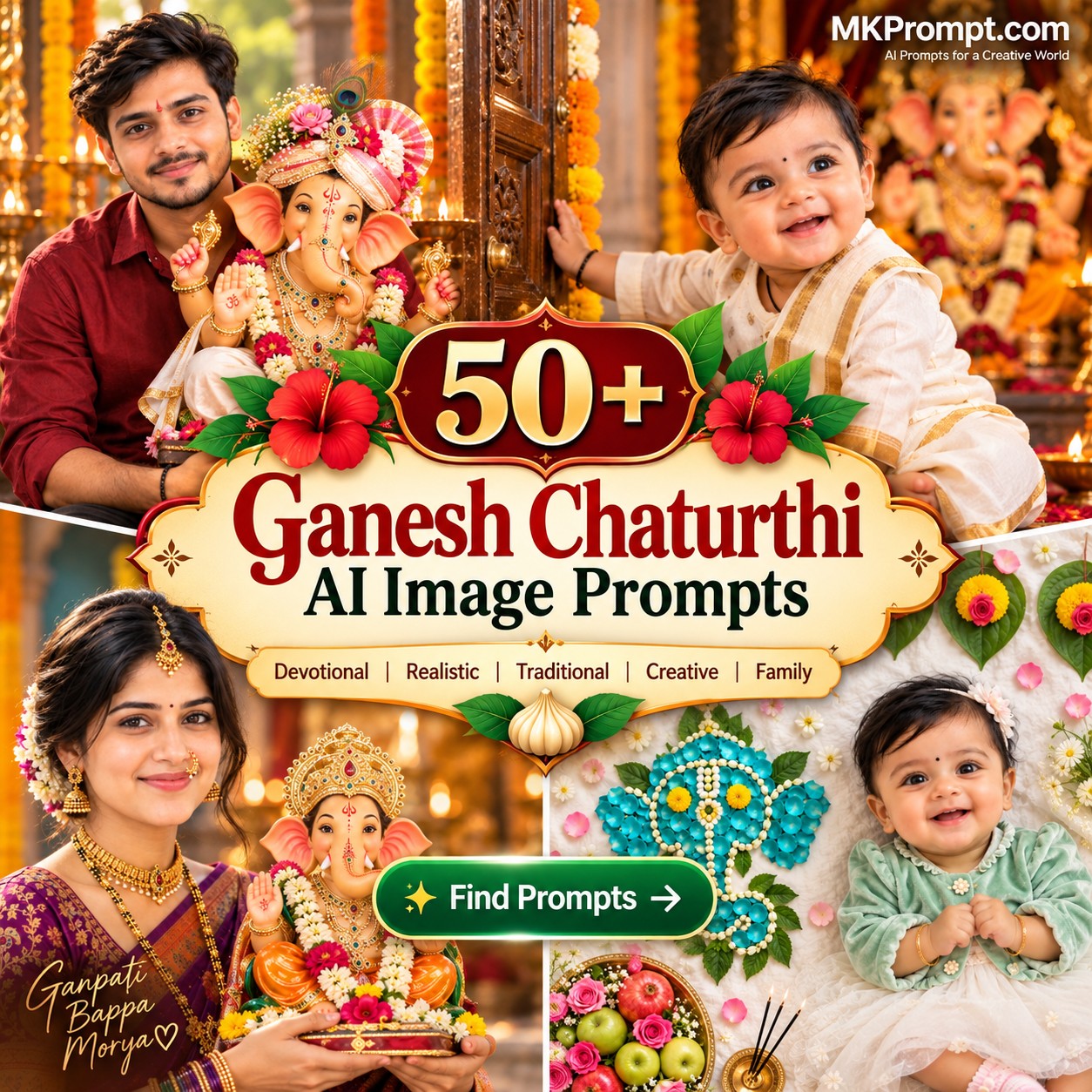 Ganesh Chaturthi AI image prompts for realistic Ganesha photos